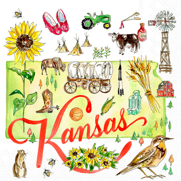 Servilleta de cóctel de la colección del estado de Kansas