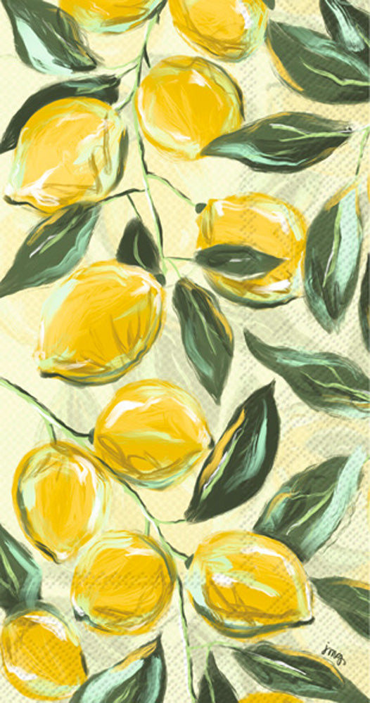 Toalla de invitados con limones pictóricos