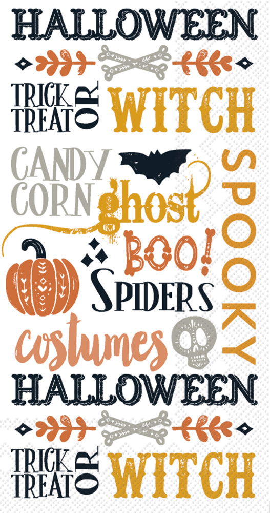 Toalla de invitados con palabras de Halloween
