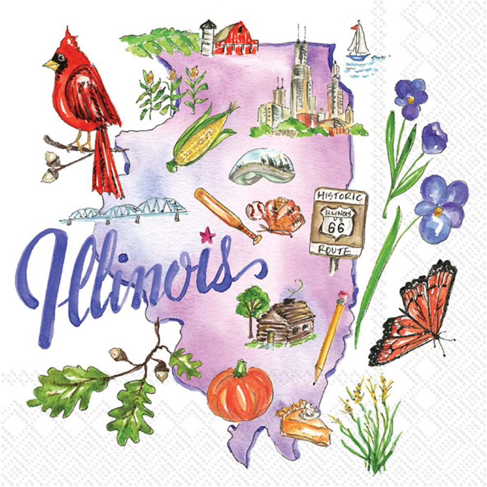 Illinois State Collection Cocktail Napkin