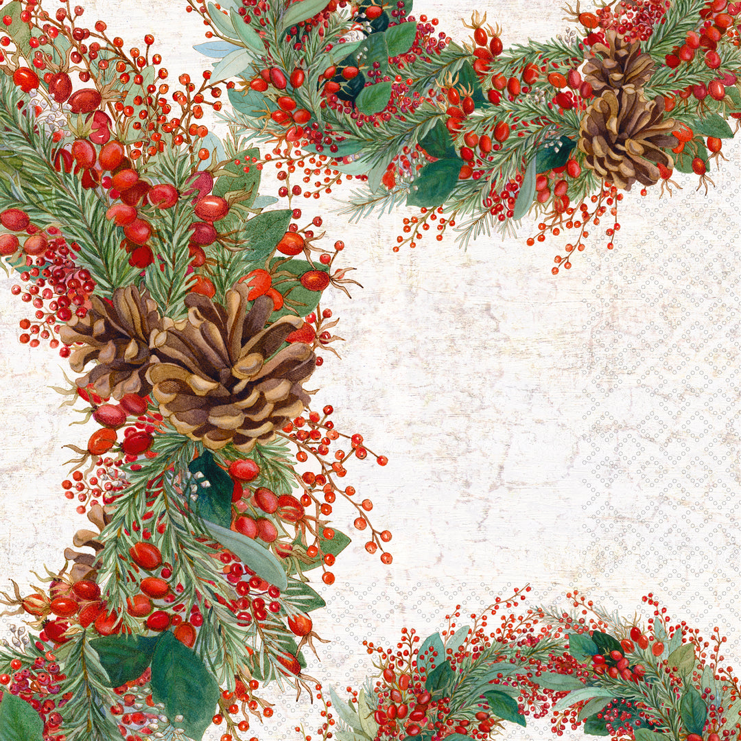 Merry &amp; Bright Wreaths Lunch Napkin