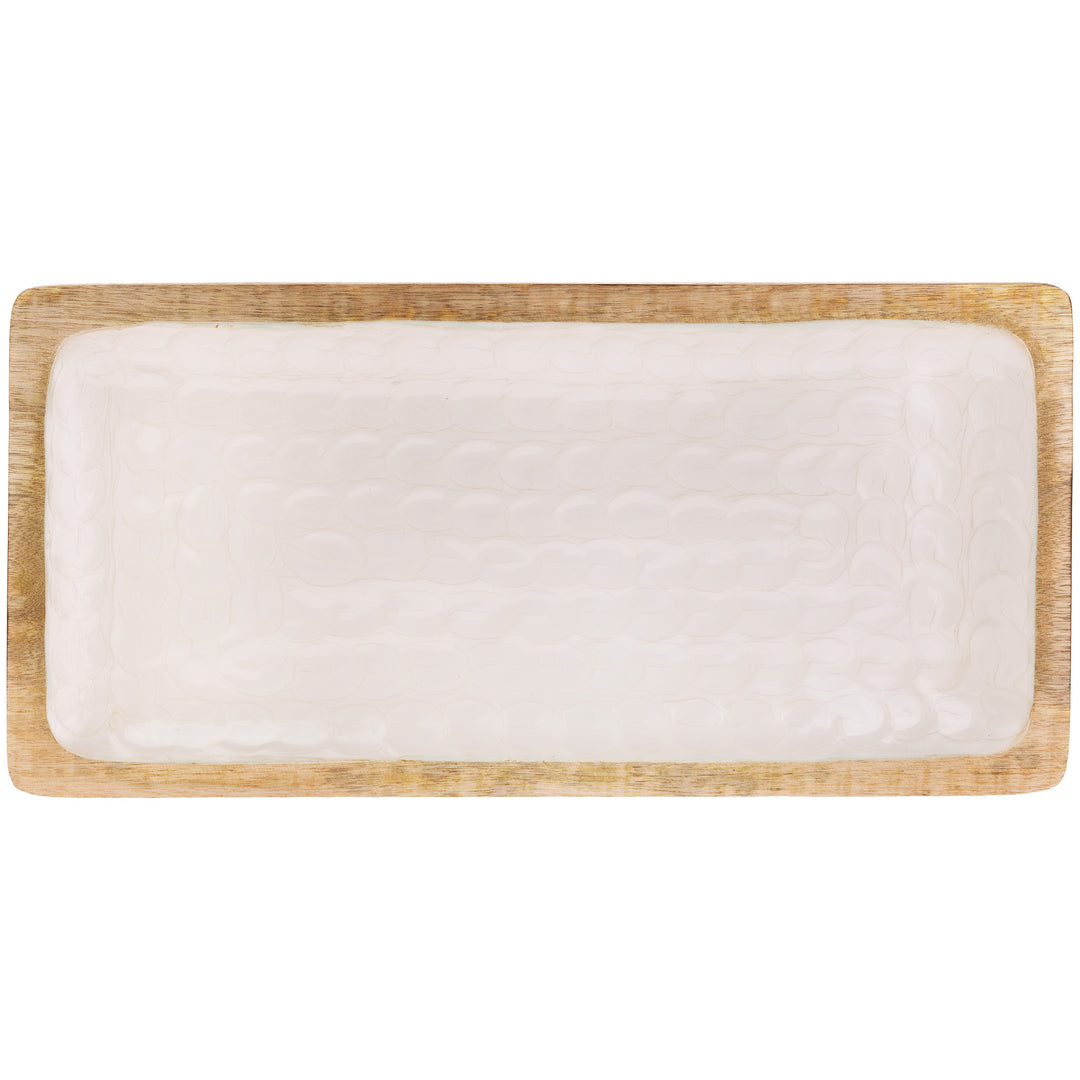 Bandeja rectangular grande de madera de nácar