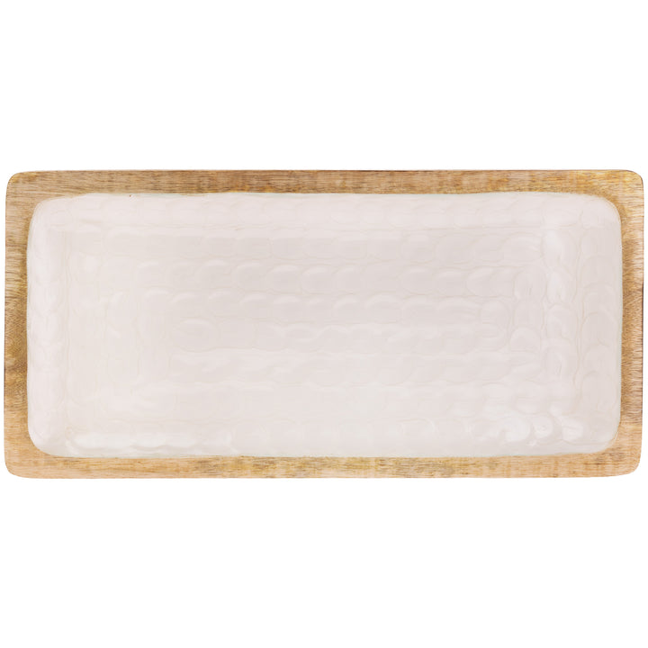Bandeja rectangular grande de madera de nácar