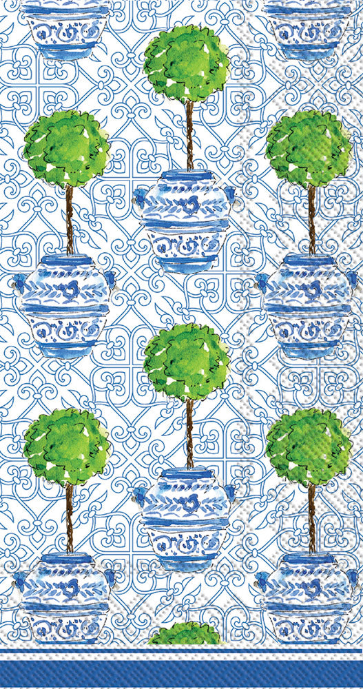 Toalla de invitados con topiario azul