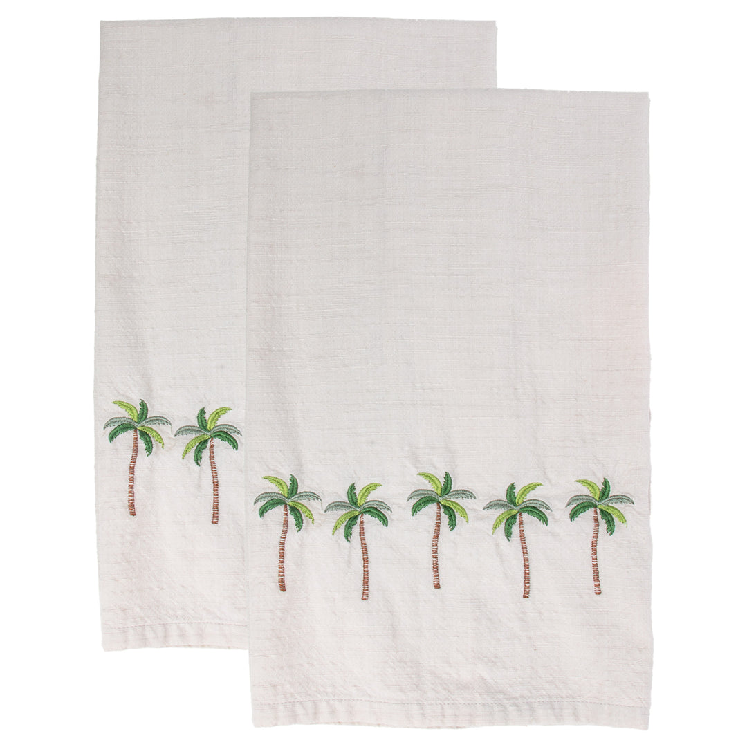 Palm Tree Embroidered Tea Towels Set of 2