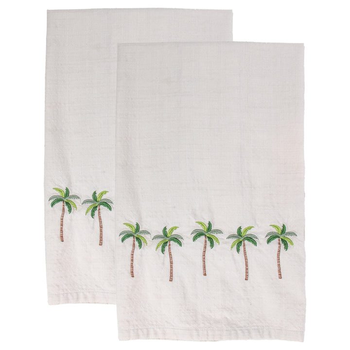 Palm Tree Embroidered Tea Towels Set of 2