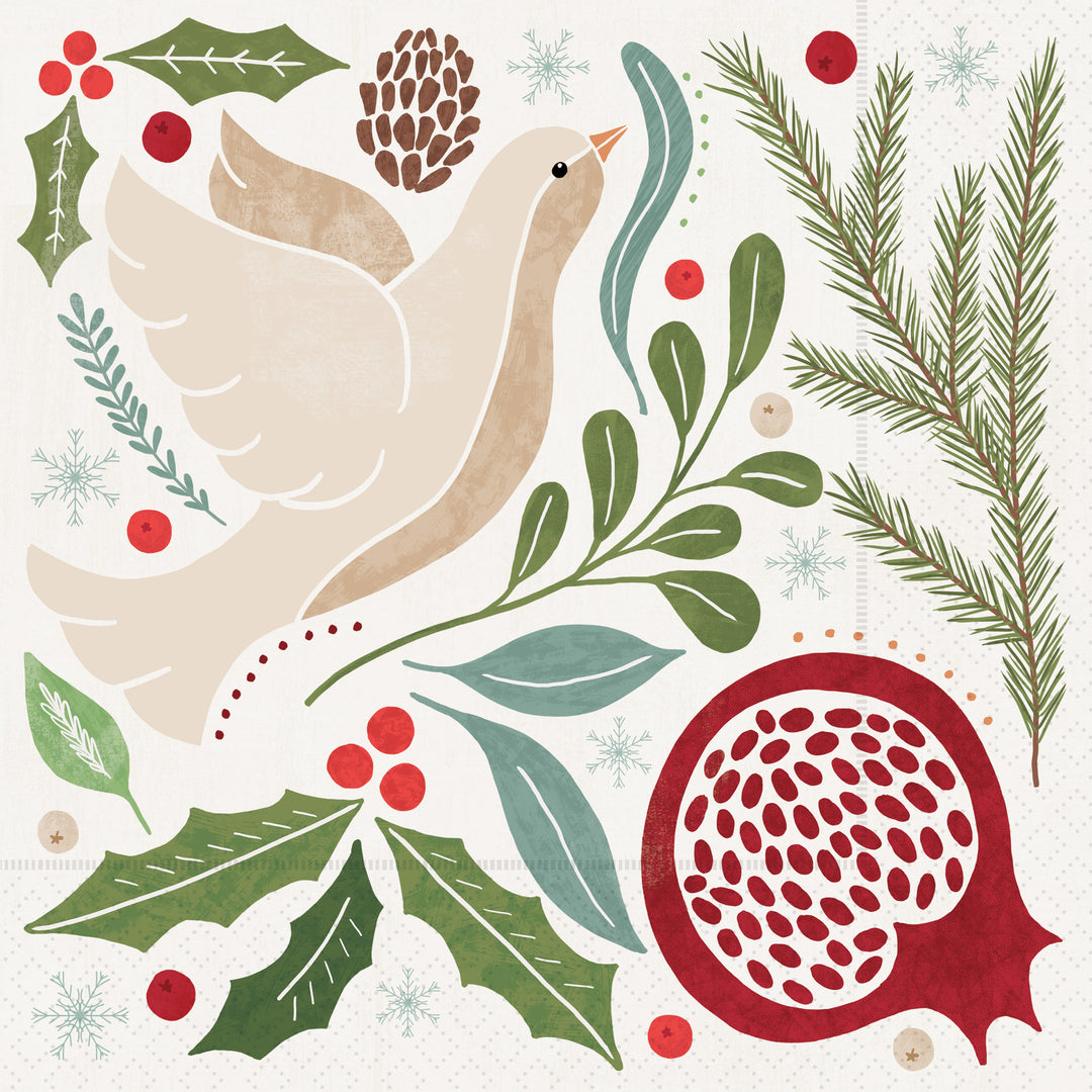Winter Berry Dove Lunch Napkin