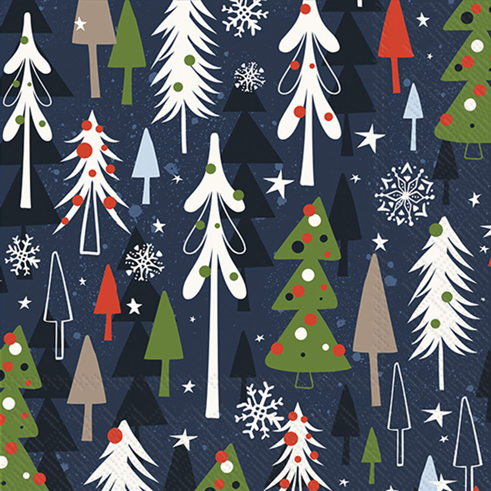 Servilleta de almuerzo con diseño de bosque navideño