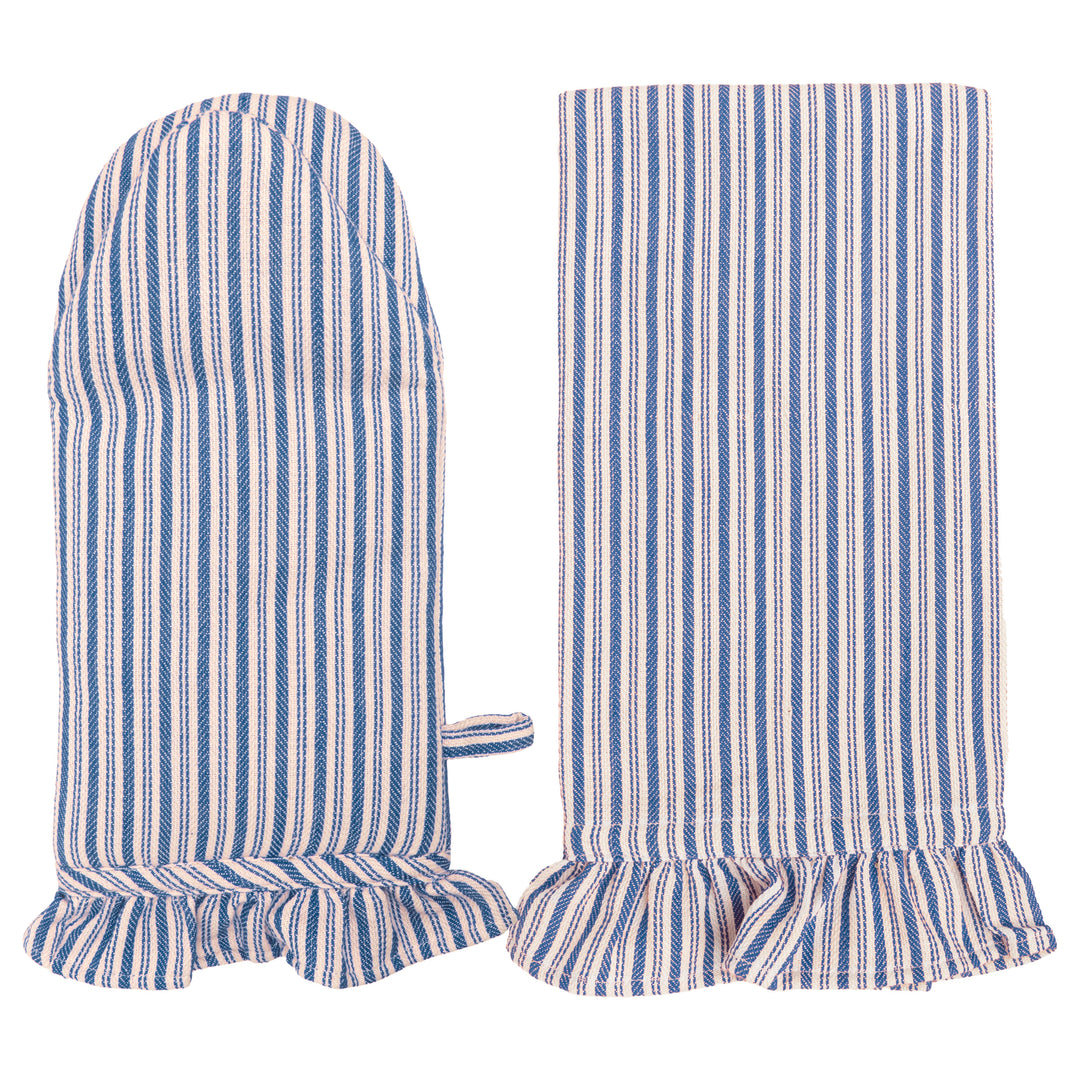 Blue Stripe Oven Mitt &amp; Tea Towel