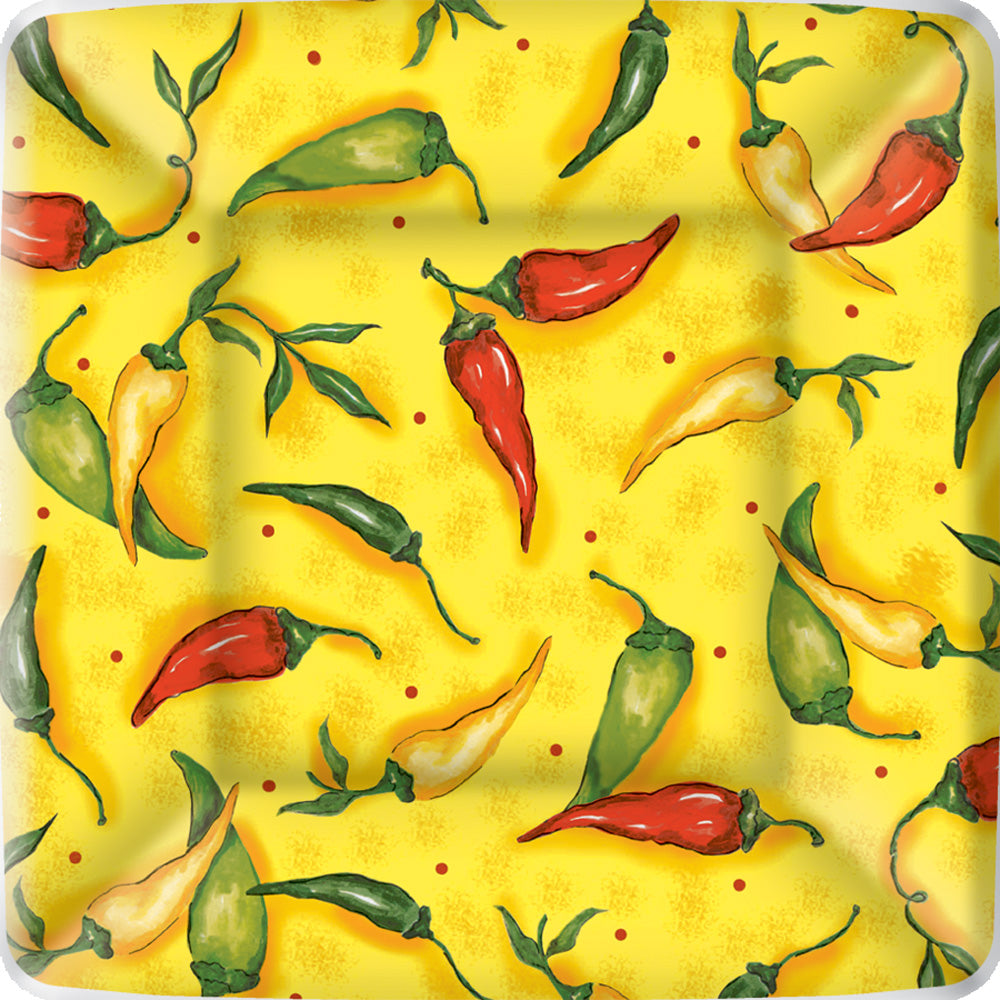 Plato de postre cuadrado de pimientos