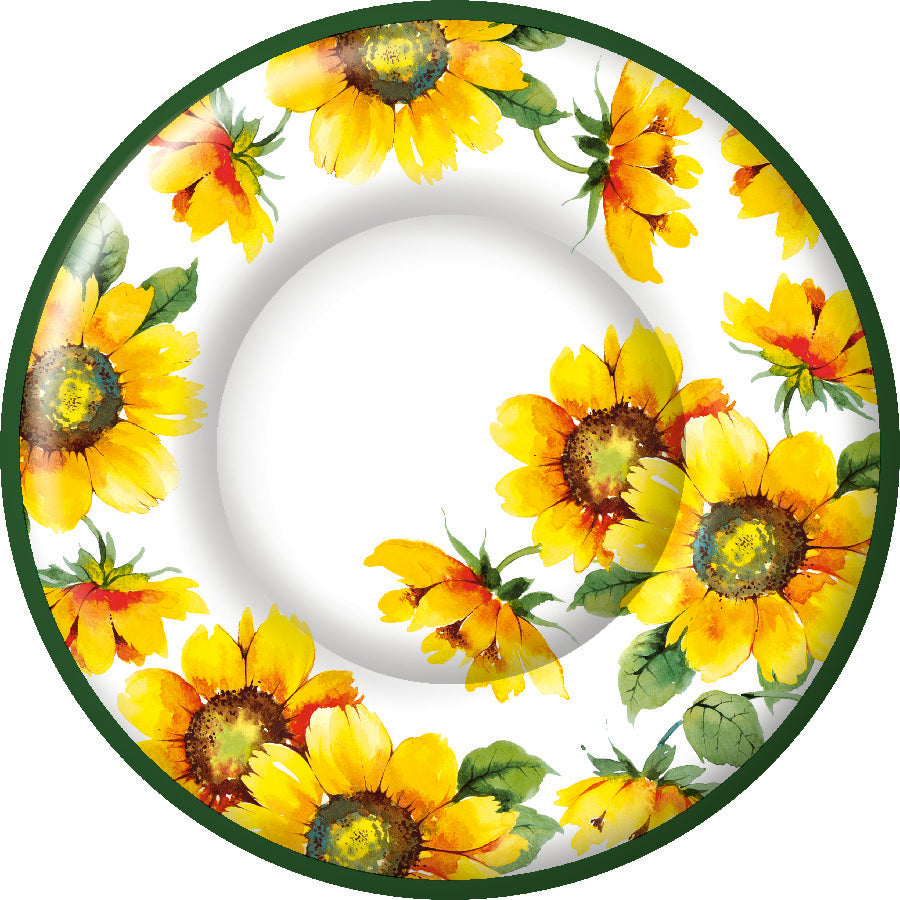 Plato redondo con girasoles de colores