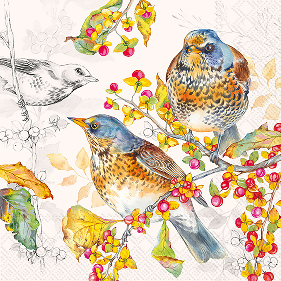 Autumn Birds Cocktail Napkin