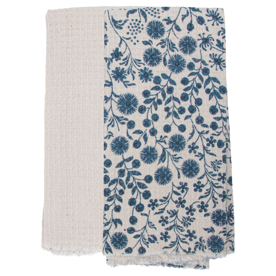 Navy Dandelions Pattern Tea Towels (Set of 2)