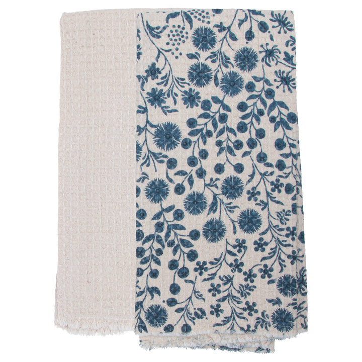 Navy Dandelions Pattern Tea Towels (Set of 2)