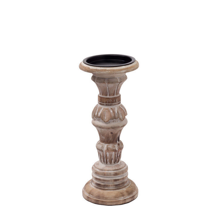 Candelabro de madera tallada Agra (juego de 3)