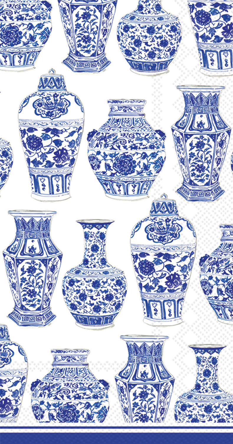 Toalla de invitados con urnas azules y blancas