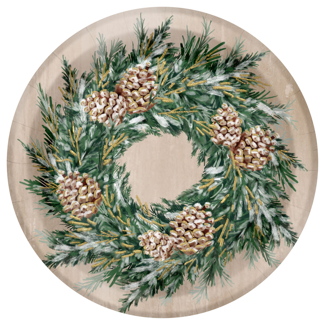 Gilded Tree Wreath Round Dessert Plate