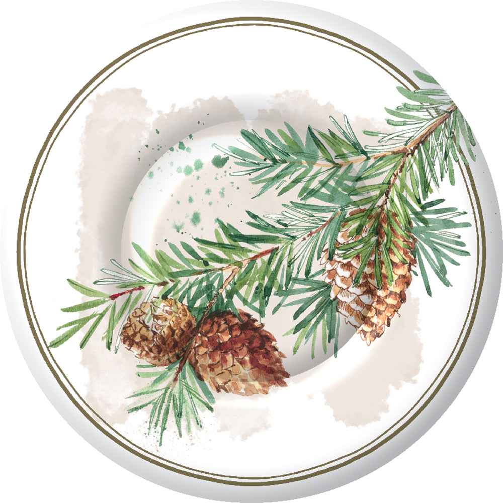 Plato de postre redondo con ramas decorativas