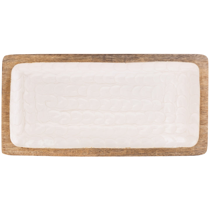 Bandeja rectangular de madera de nácar mediana