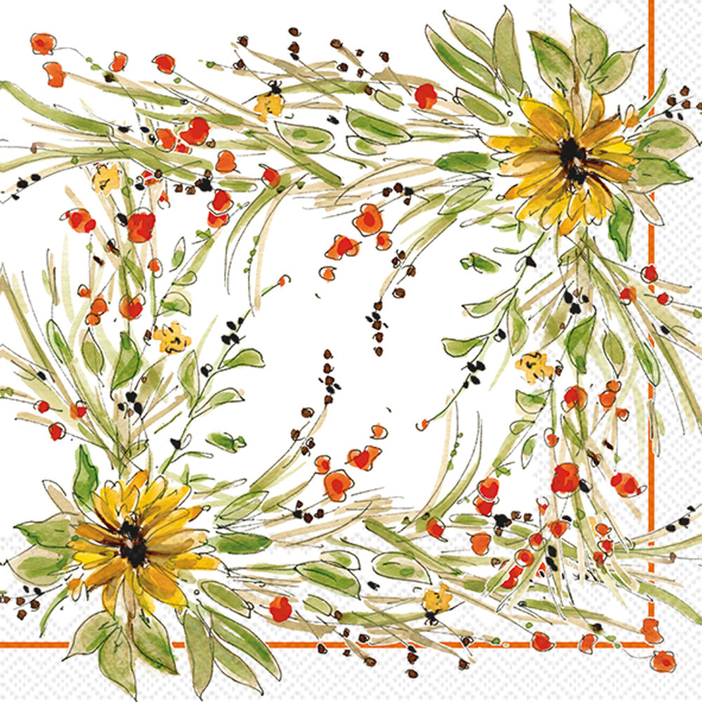 Servilleta de cóctel con girasoles