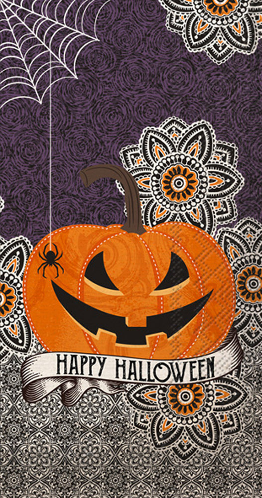 Toalla de invitados con diseño de calabaza de Feliz Halloween