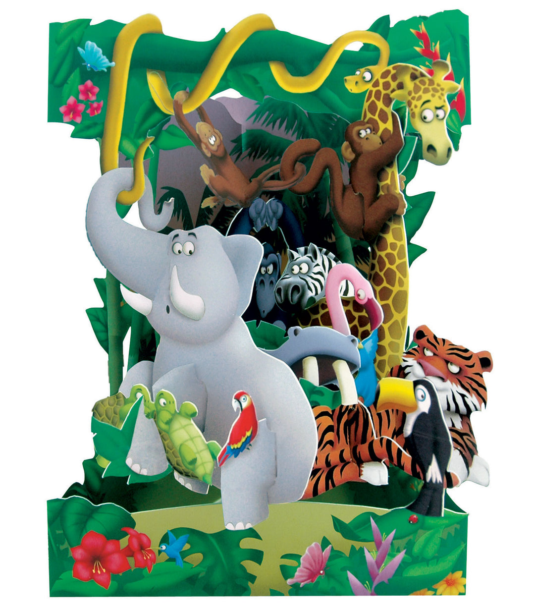 Tarjeta de columpio de animales de la selva