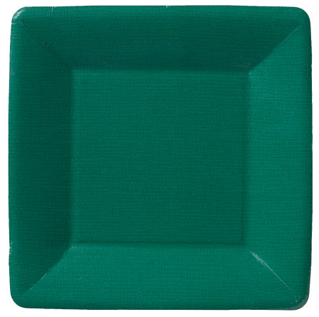 Plato de postre cuadrado clásico de lino verde oscuro