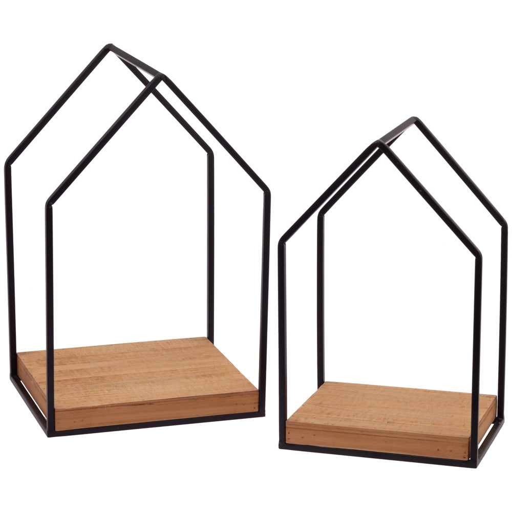 Estantería de metal y madera para casa (juego de 2)