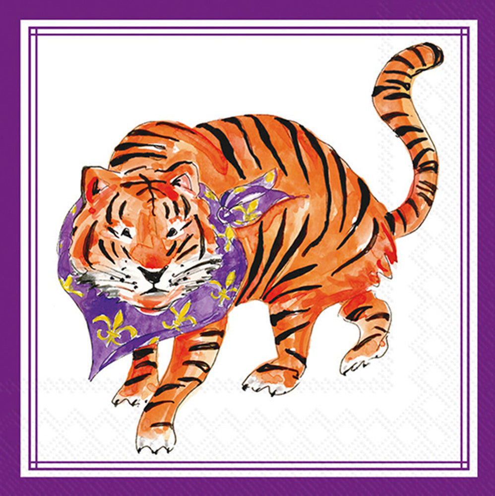 Servilleta de cóctel HP con diseño de tigre merodeador morado
