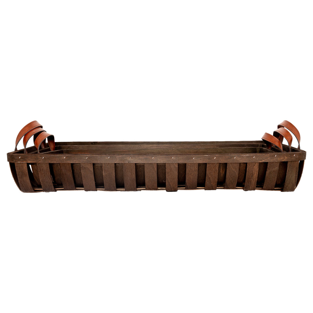 Brown Basketweave Trough (Set of 3)