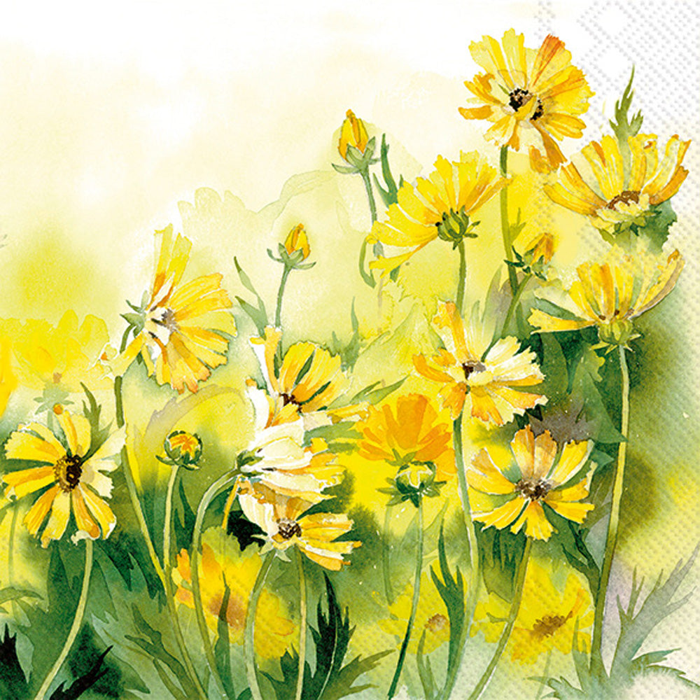 Servilleta de cóctel Sunny Wildflowers amarilla
