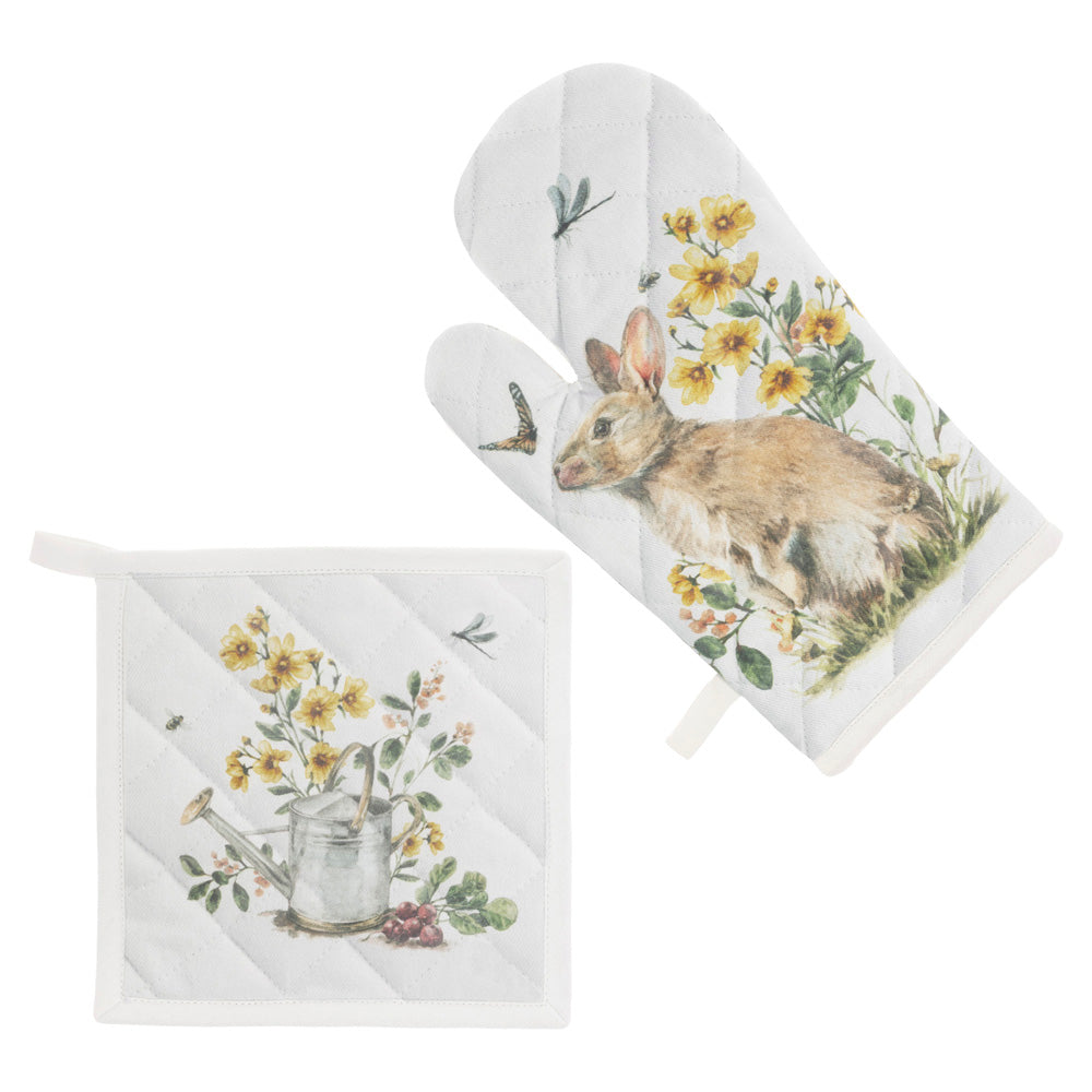 Juego de manoplas y soportes para ollas para horno Garden Rabbit