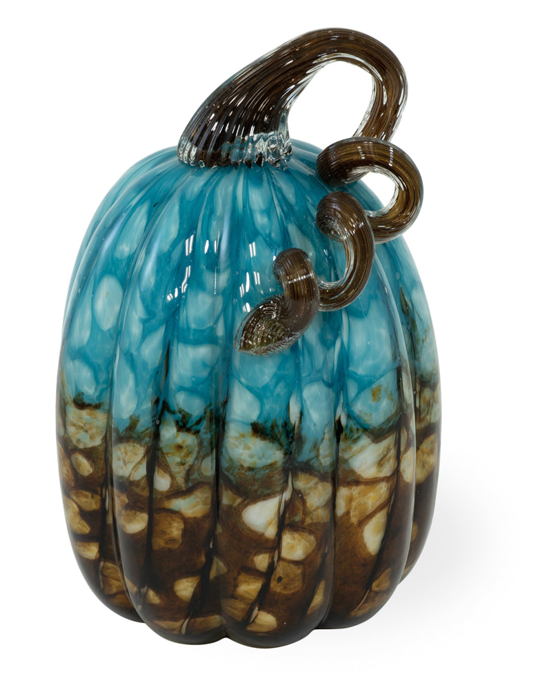 Gran calabaza de la Barranca del Cobre de vidrio azul y cobre