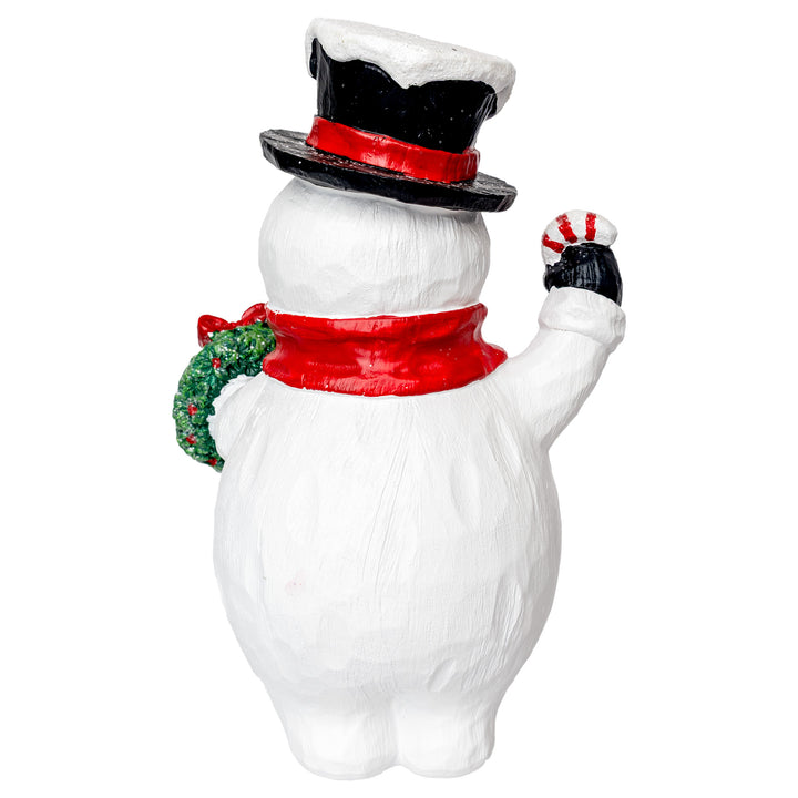 Jack Muñeco de nieve con corona y sombrero negro