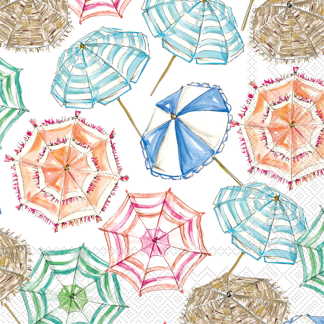 Servilleta de cóctel con estampado de paraguas coral