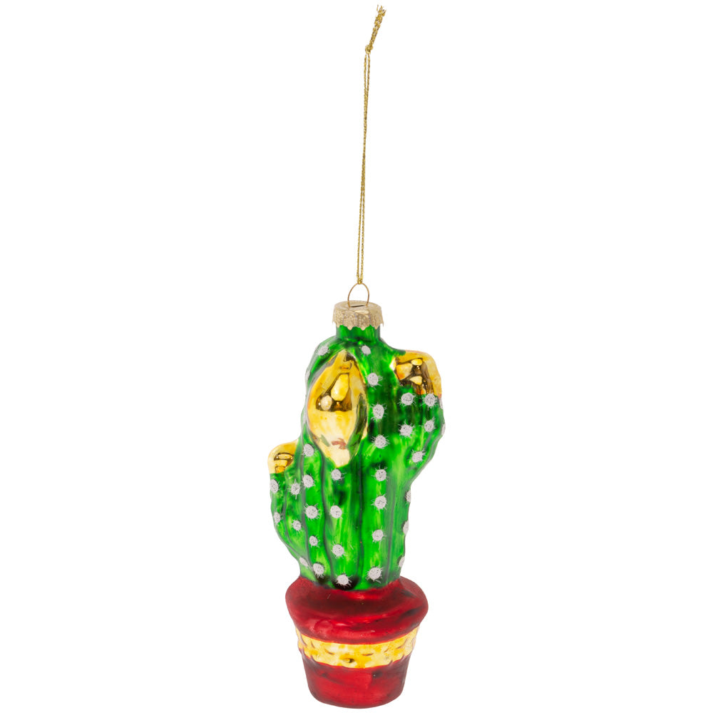 Adorno navideño de cactus de cristal