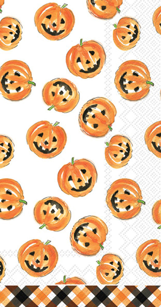 Toalla de invitados con caras de calabaza