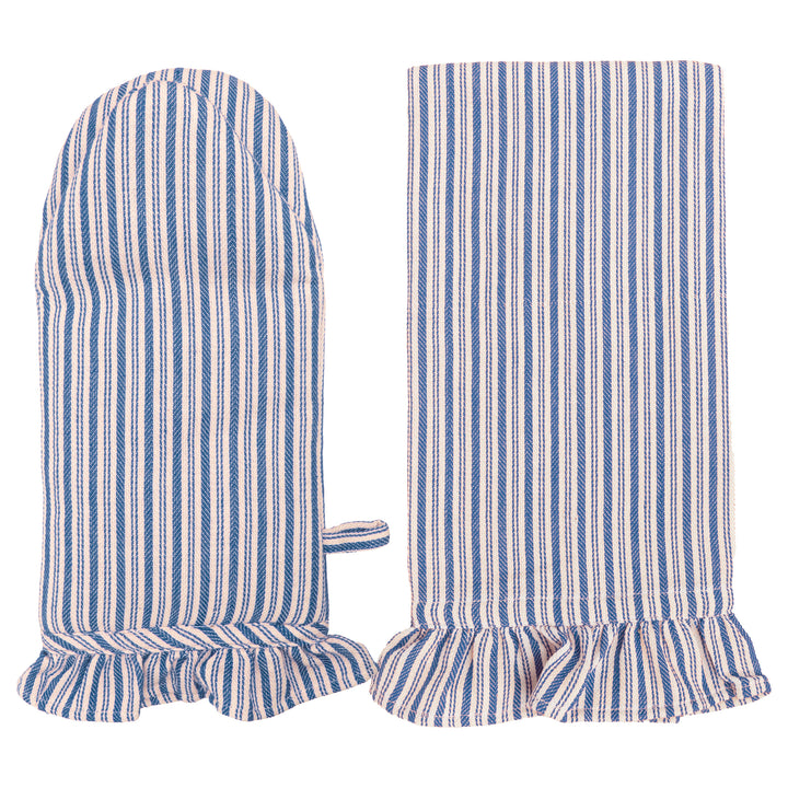 Blue Stripe Oven Mitt &amp; Tea Towel