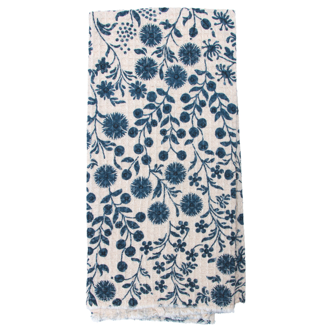 Navy Dandelions Pattern Tea Towels Set of 2