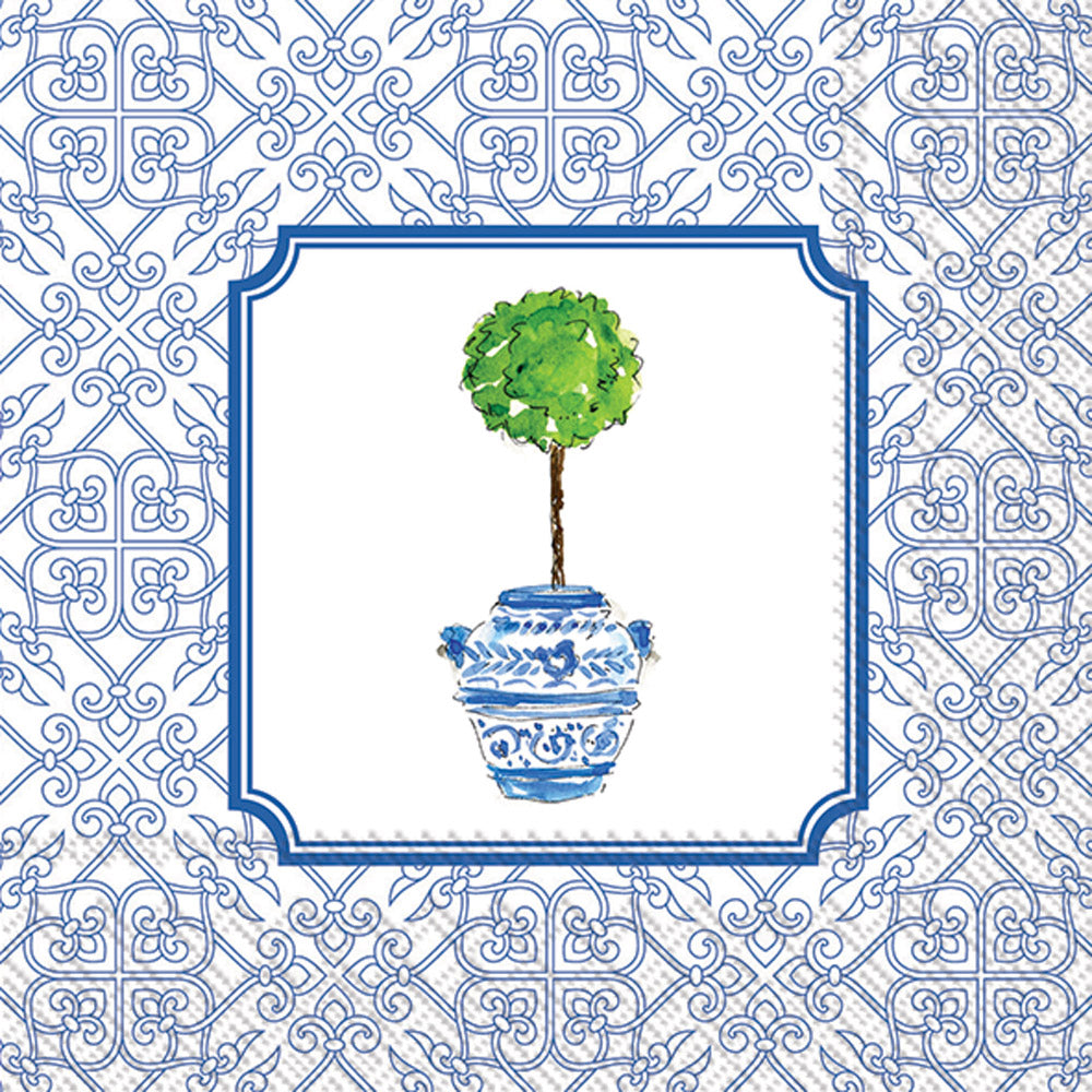 Servilleta de cóctel con topiario azul