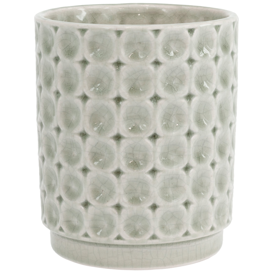 Maceta pequeña con relieve de círculo de salvia
