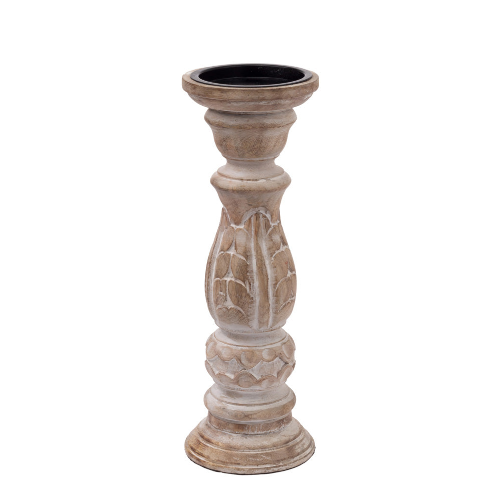 Candelabro de madera tallada Agra (juego de 3)