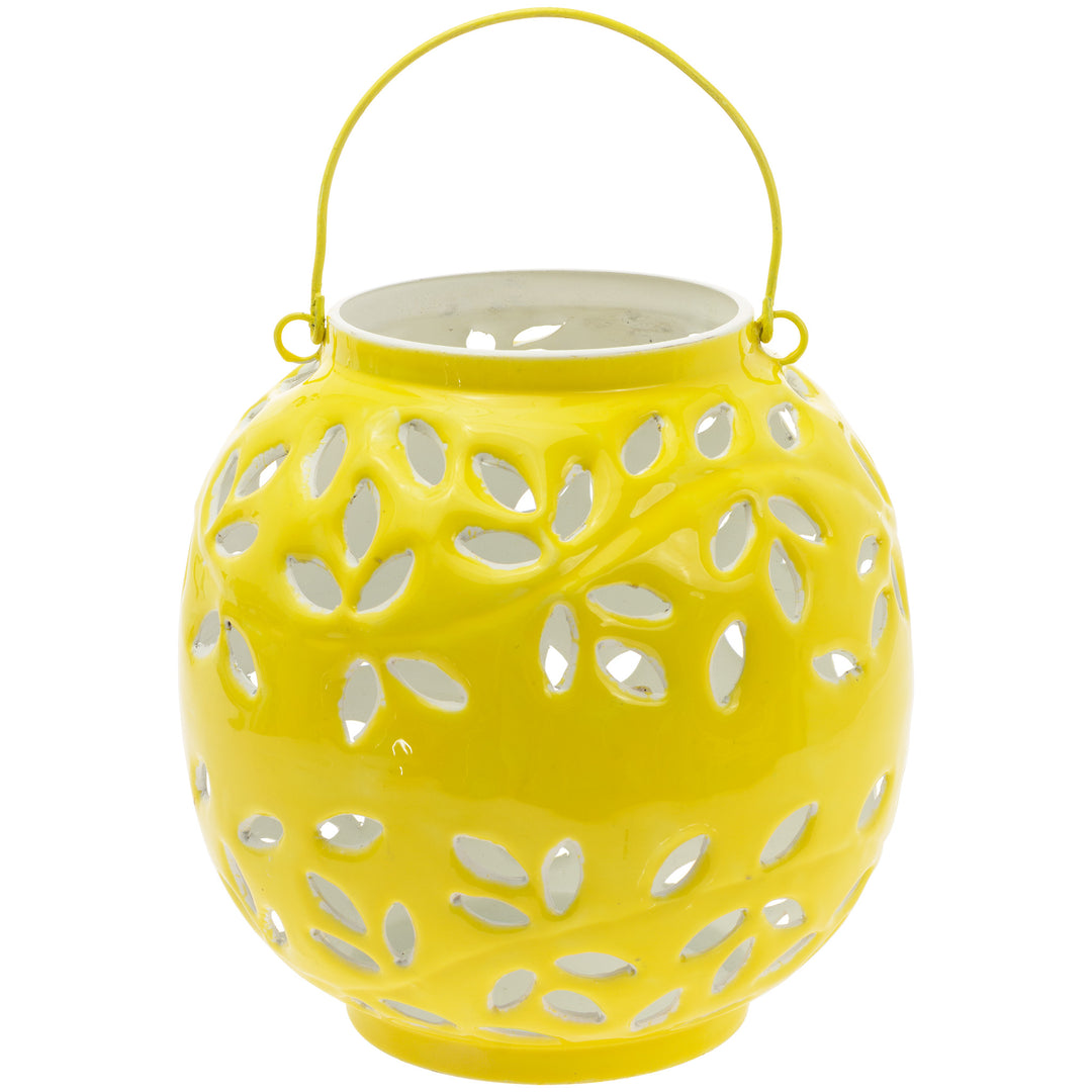 Farol grande de metal amarillo para exterior