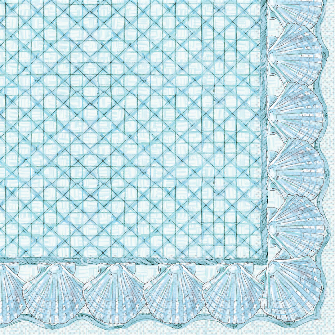 Servilleta de cóctel con conchas azules