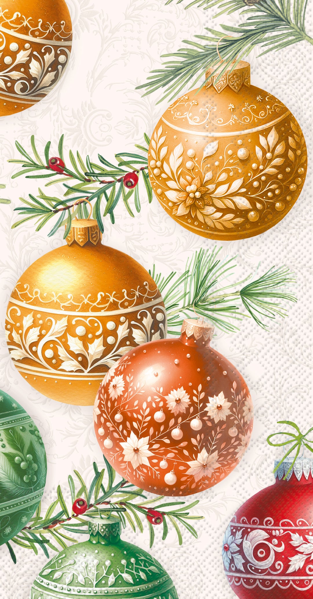 Toalla de invitados con burbujas navideñas color crema