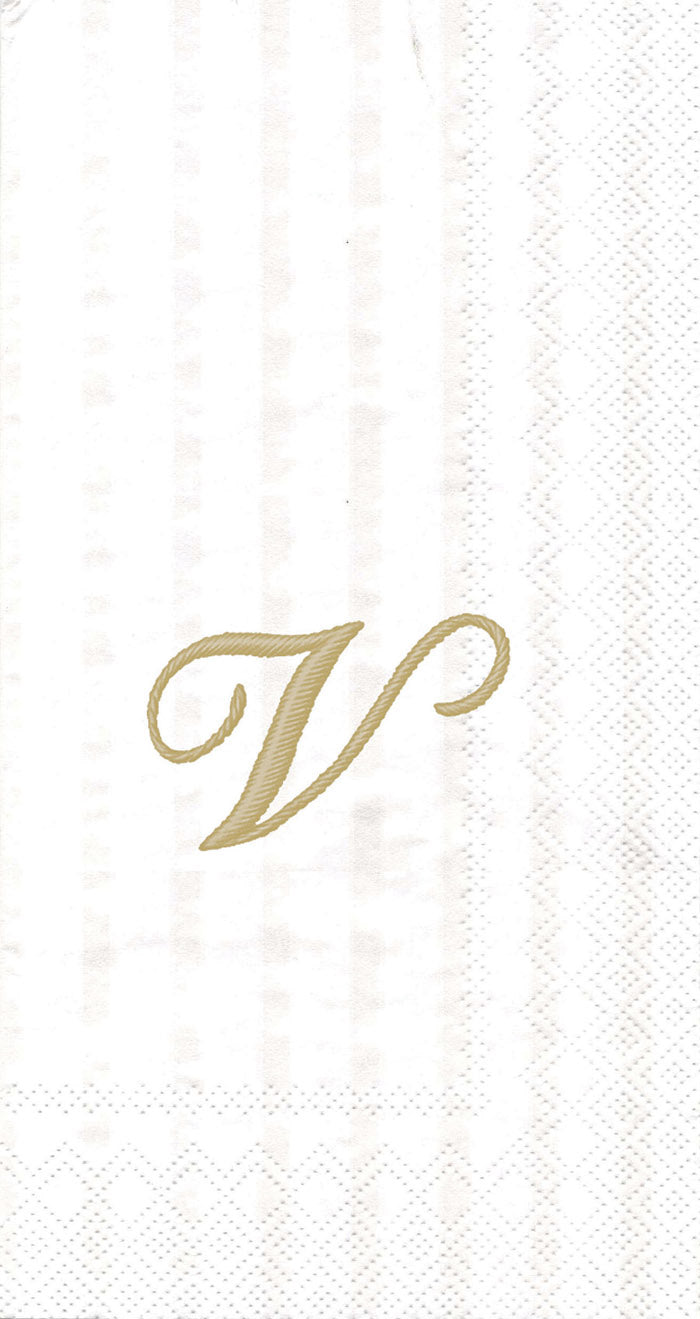 Toalla de invitados Stripes Again Monogram V Crema
