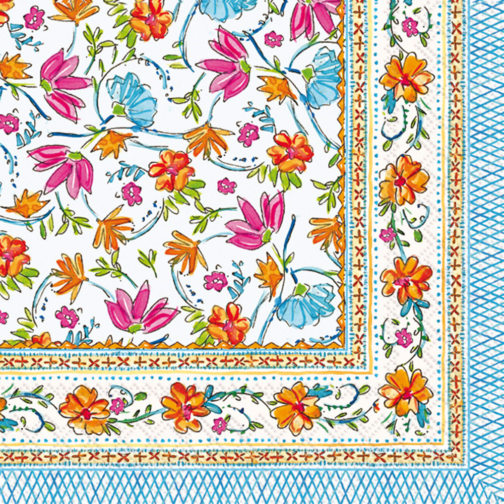 Servilleta de cóctel con estampado floral en bloque