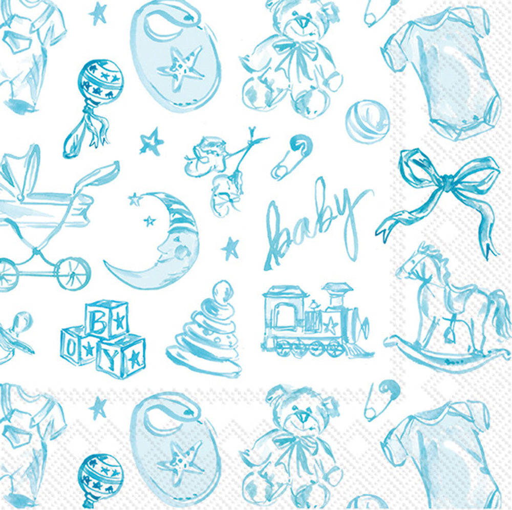 Servilleta de cóctel Baby Toile azul