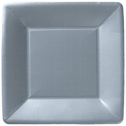 Plato de postre cuadrado de lino clásico plateado