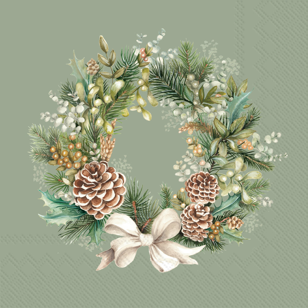 Wreath Of The Forest Green Cocktail Napkin